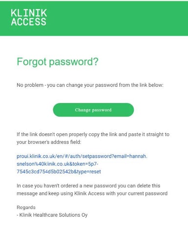 forgot password email