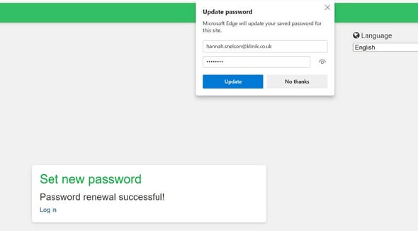 update new password
